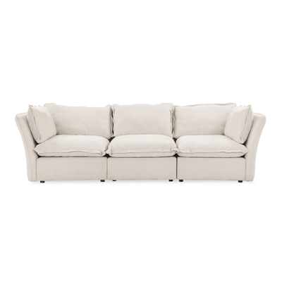 Mallow Coastal Weave Linen 3 Seater Sofa with Storage Footstool Sofa 