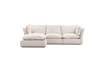 Mallow Coastal Weave Linen 3 Seater Sofa with Storage Footstool Sofa 