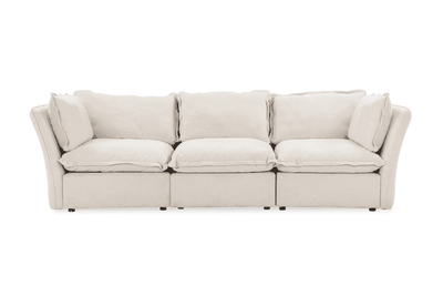 Mallow Coastal Weave Linen 3 Seater Sofa with Storage Footstool Sofa 