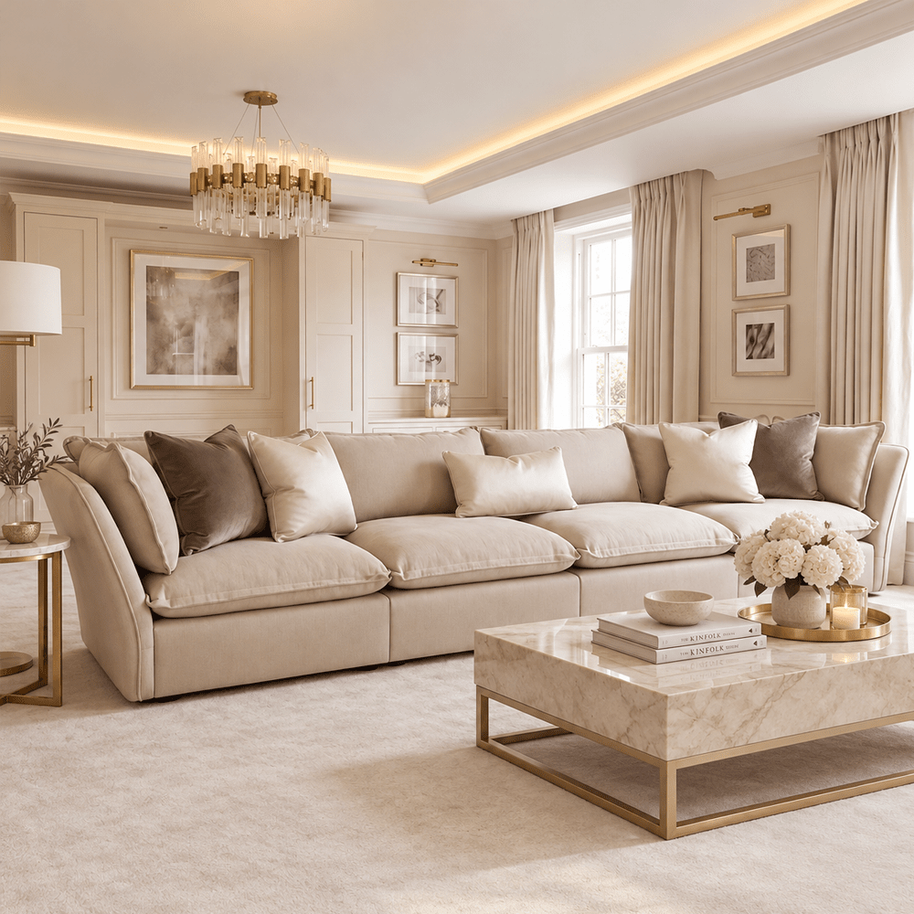 Mallow Coastal Weave Linen 4 seater Sofa Sofa 