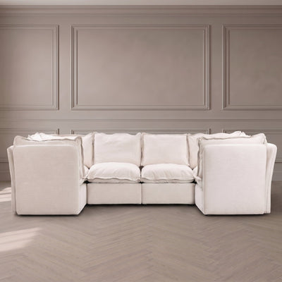 Mallow Coastal Weave Linen U Shape Sofa Closed End Sofa 