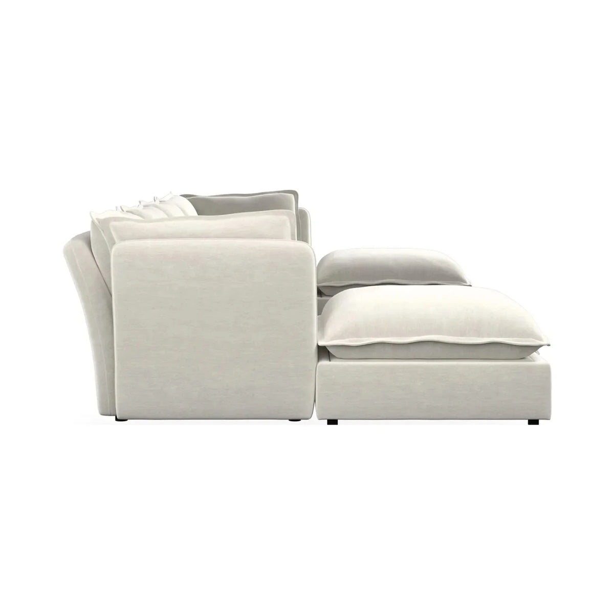 Mallow Coastal Weave Linen U Shape Sofa with Storage Footstool Sofa 