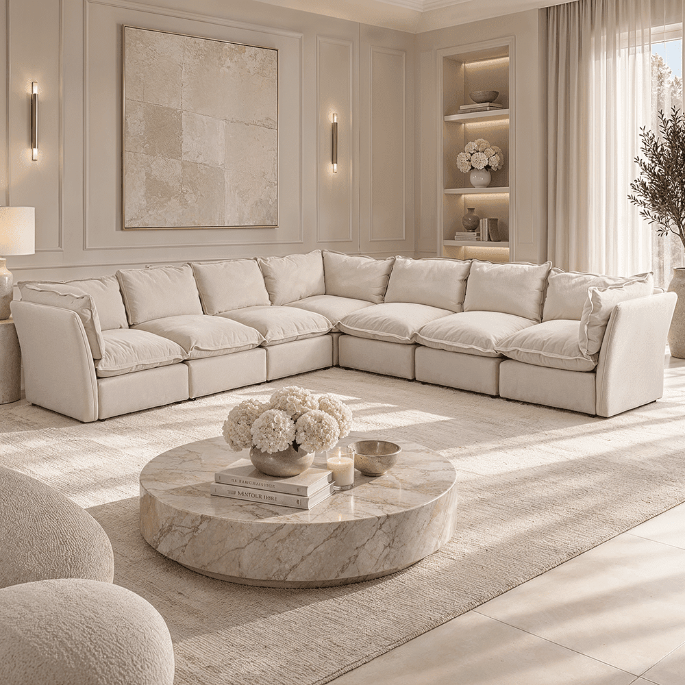 Mallow Coastal Weave Linen XL Corner Sofa Sofa 