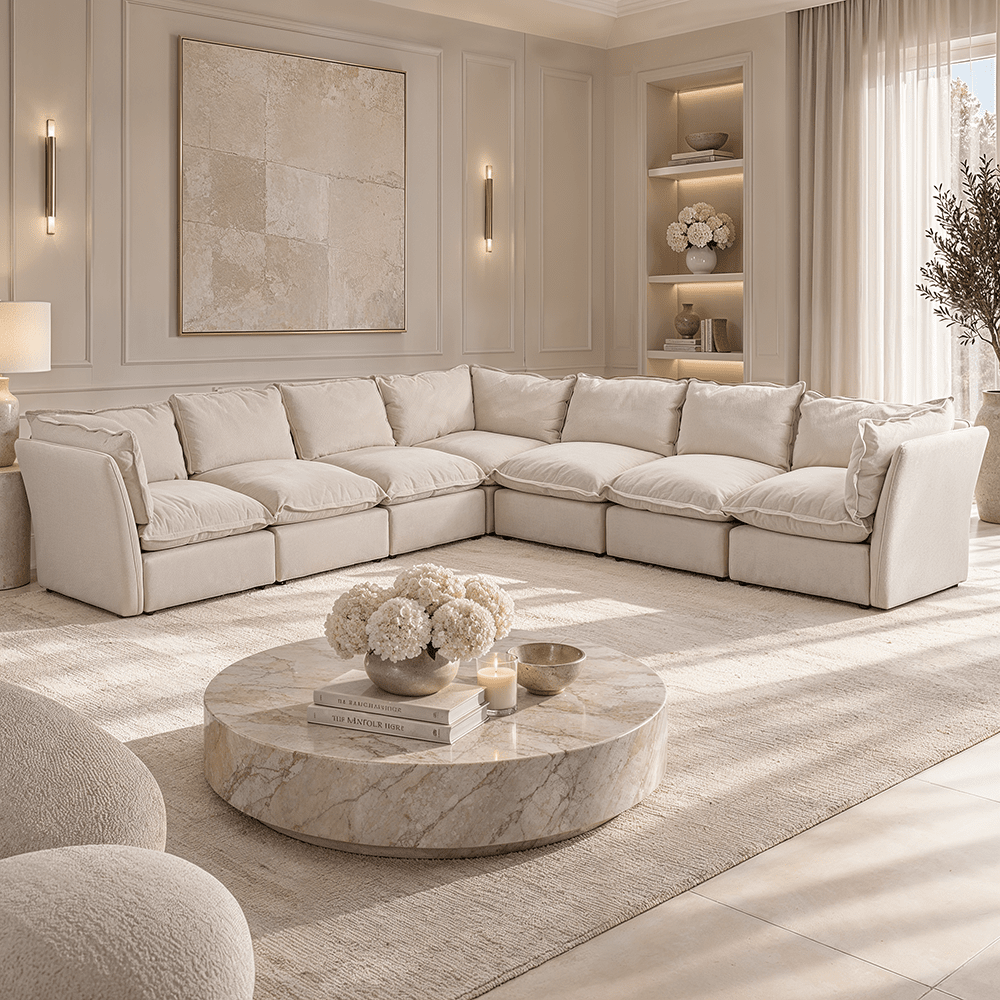 Mallow Coastal Weave Linen XL Corner Sofa Sofa 