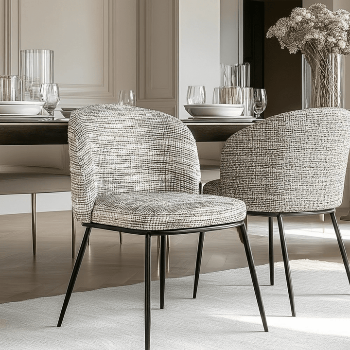 Malou Taupe Two Toned Textured Dining Chair with Black Legs - Set of 2 Furniture 
