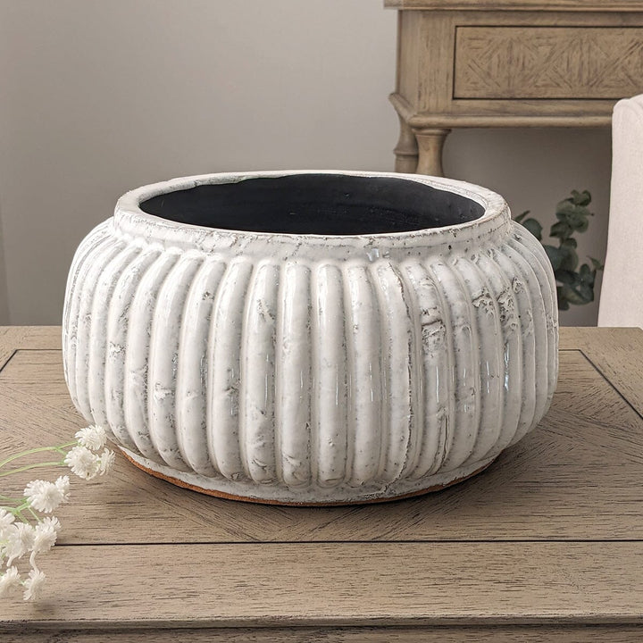 Malton Cream Ribbed Ceramic Planter Accessories 