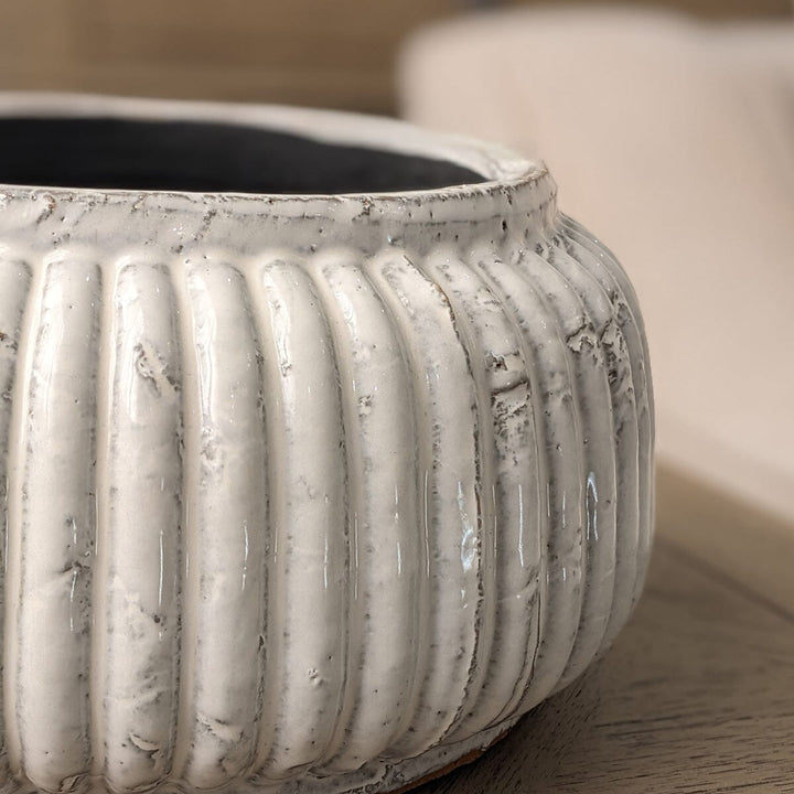 Malton Cream Ribbed Ceramic Planter Accessories 