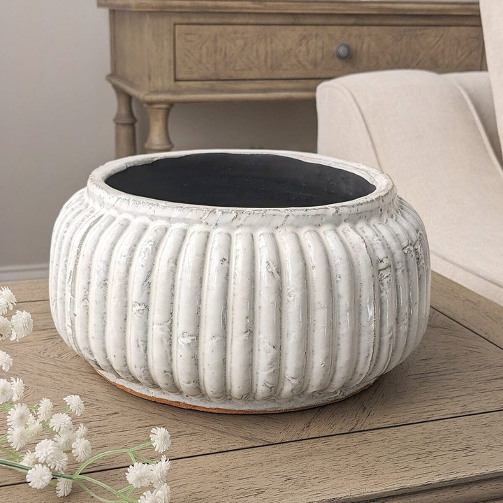 Malton Cream Ribbed Ceramic Planter Accessories 