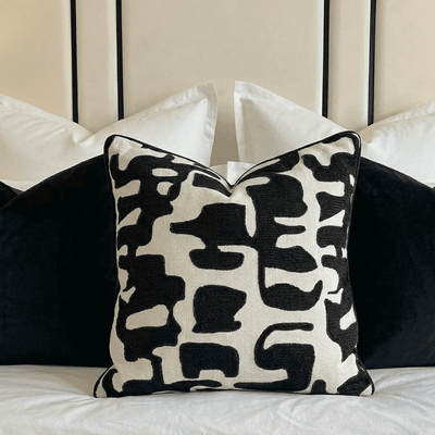 Manu Monochrome Abstract Pattern Cushion Cover - 50x50cm Textiles 
