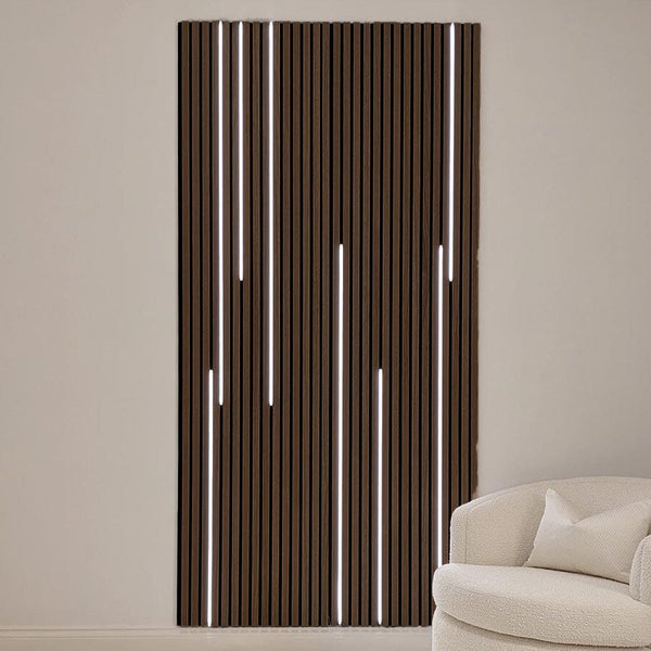 Marchmont Dark Oak Wood Veneer Decorative Acoustic Slat Wall Panel - 240 x 60cm 