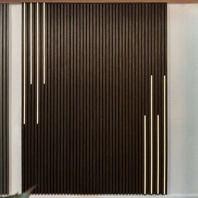 Marchmont Dark Oak Wood Veneer Decorative Acoustic Slat Wall Panel - 240 x 60cm 