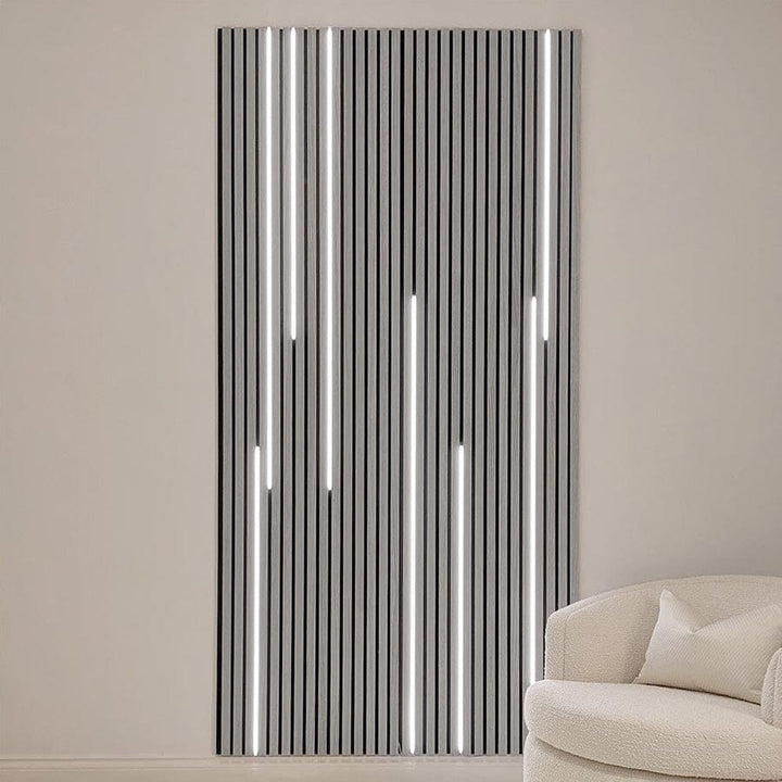 Marchmont Light Grey Wood Veneer Decorative Acoustic Slat Wall Panel - 240 x 60cm 