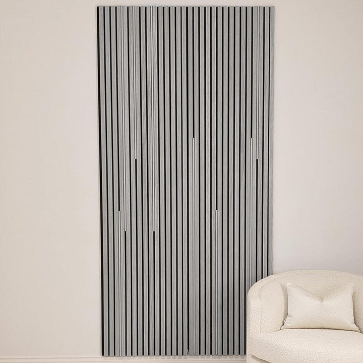 Marchmont Light Grey Wood Veneer Decorative Acoustic Slat Wall Panel - 240 x 60cm 