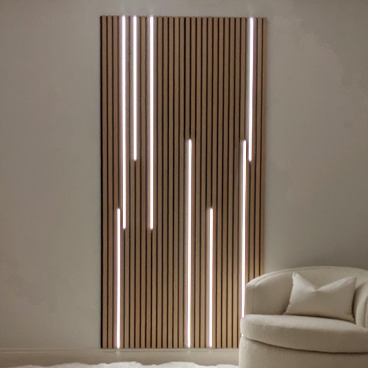 Marchmont Natural Oak Wood Veneer Decorative Acoustic Slat Wall Panel - 240 x 60cm 