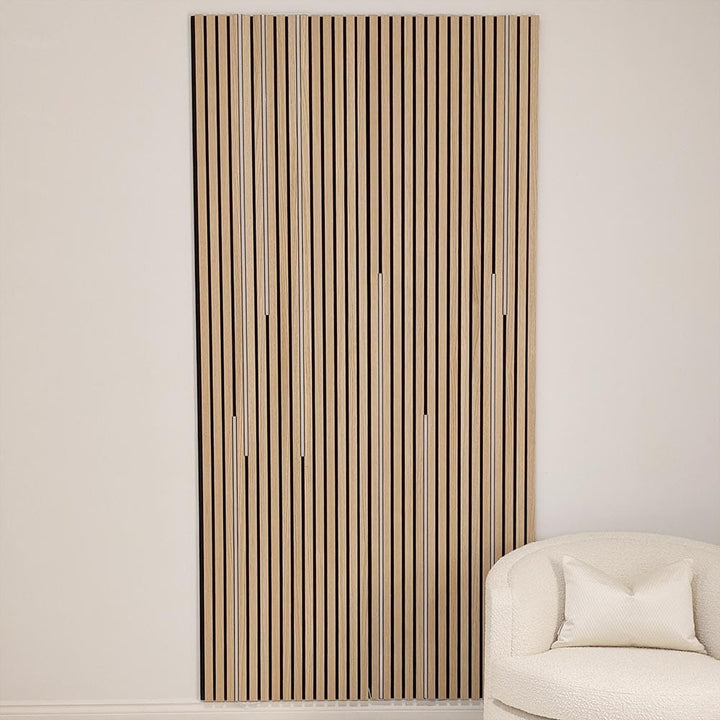 Marchmont Natural Oak Wood Veneer Decorative Acoustic Slat Wall Panel - 240 x 60cm 