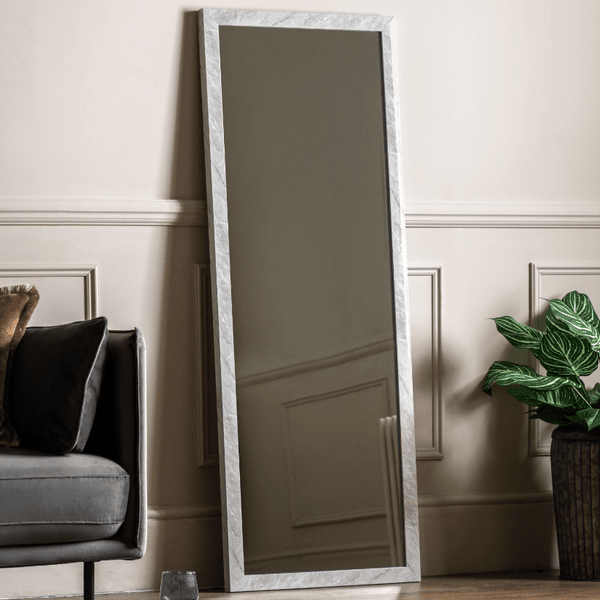 Marcie Large White Marbled Leaner Wall Mirror Accessories 