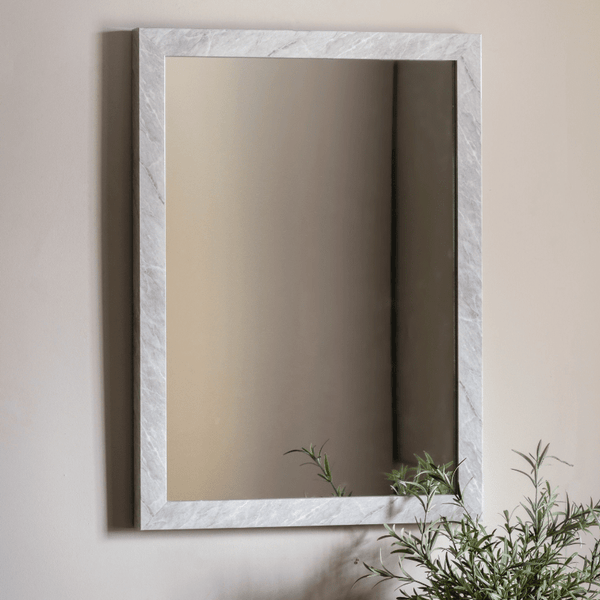 Marcie Medium White Marbled Wall Mirror Accessories 