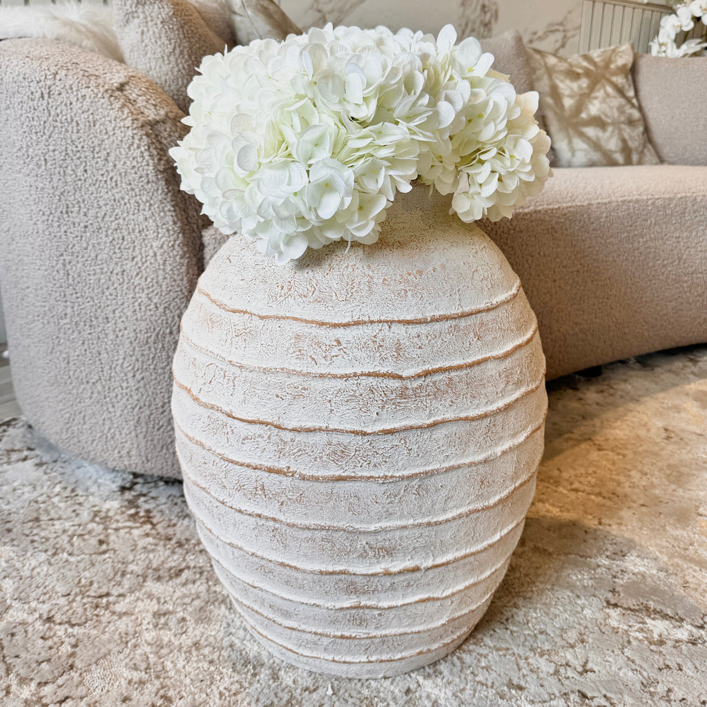 Marella Large Distressed Wash Decorative Ribbed Vase