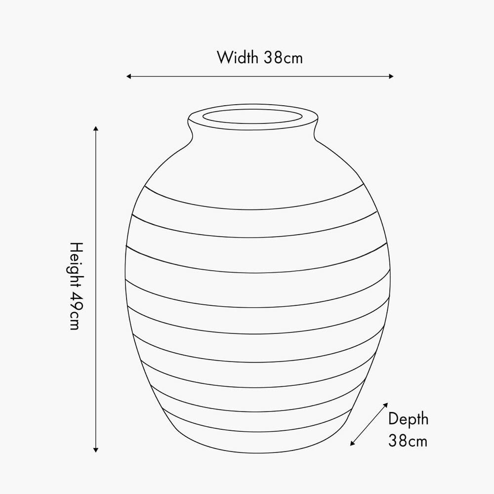 Marella Large Distressed White Wash Decorative Ribbed Vase Accessories 