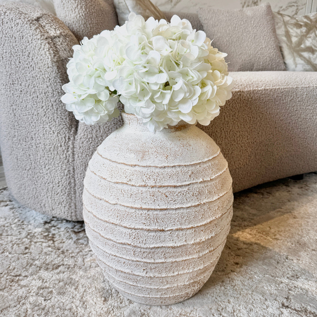 Marella Medium Distressed Wash Decorative Ribbed Vase