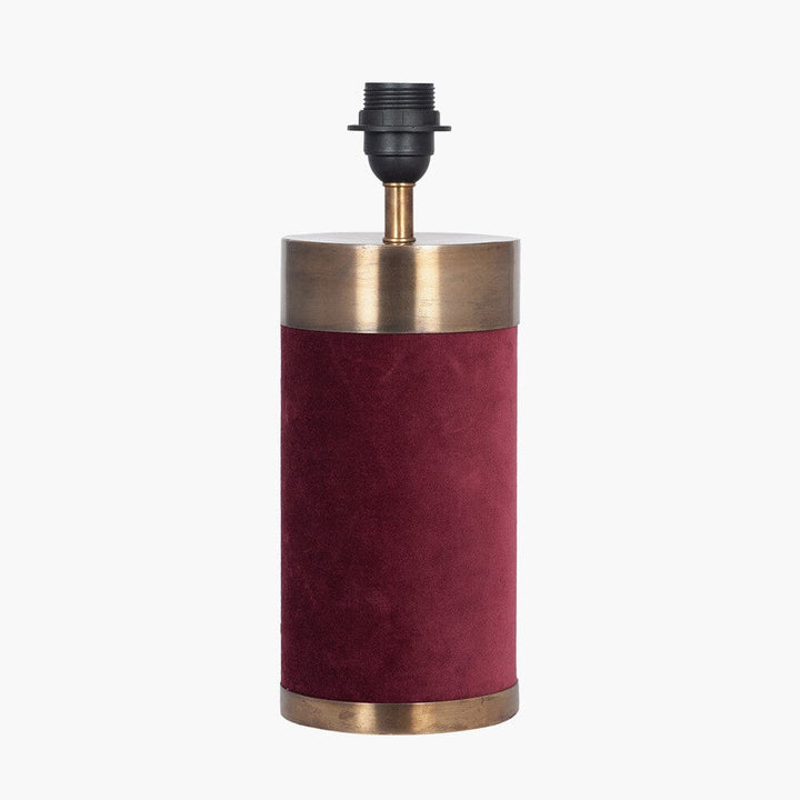 Margaux Burgundy & Antique Brass Velvet Table Lamp Lighting 