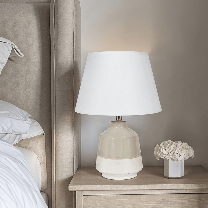 Margo White & Sage Table Lamp with Ivory Shade Lighting 