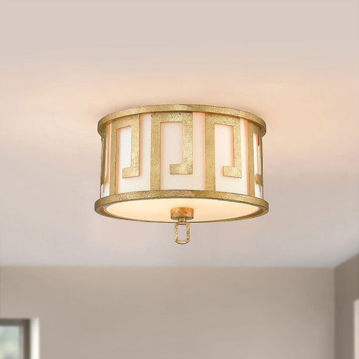 Margot Gold Distressed 2 Light Flush Ceiling Light Lighting 