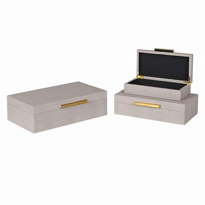 Margot Taupe & Gold Decorative Storage Boxes - Set of 3 Accessories 