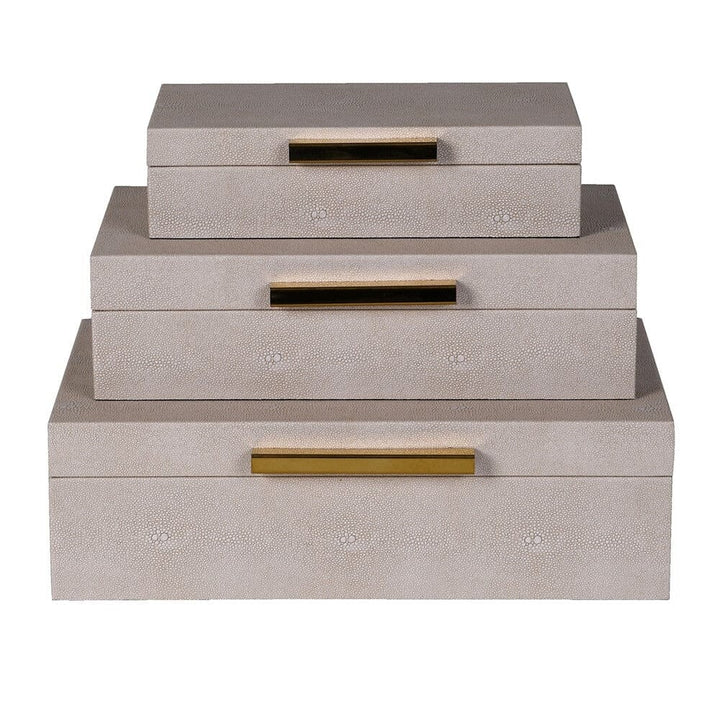Margot Taupe & Gold Decorative Storage Boxes - Set of 3 Accessories 