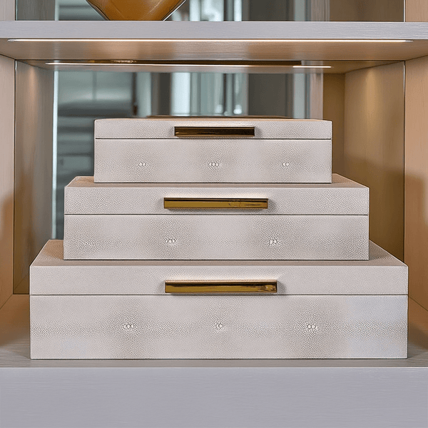 Margot Taupe & Gold Decorative Storage Boxes - Set of 3 Accessories 