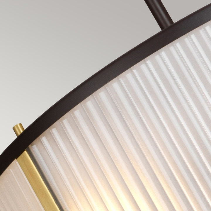 Maria Dark Brown & Brass Ribbed Glass 3 Light Pendant Ceiling Light Lighting 