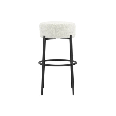 Mariah Ivory Boucle Round Bar Stool with Black Legs Furniture 