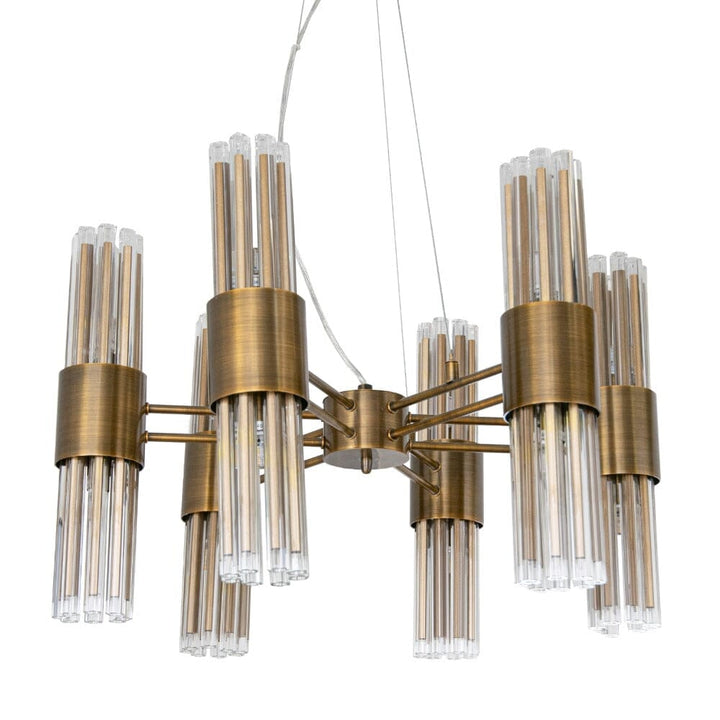 Maribelle Premium Brass & Glass 6 Arm Chandelier Lighting 