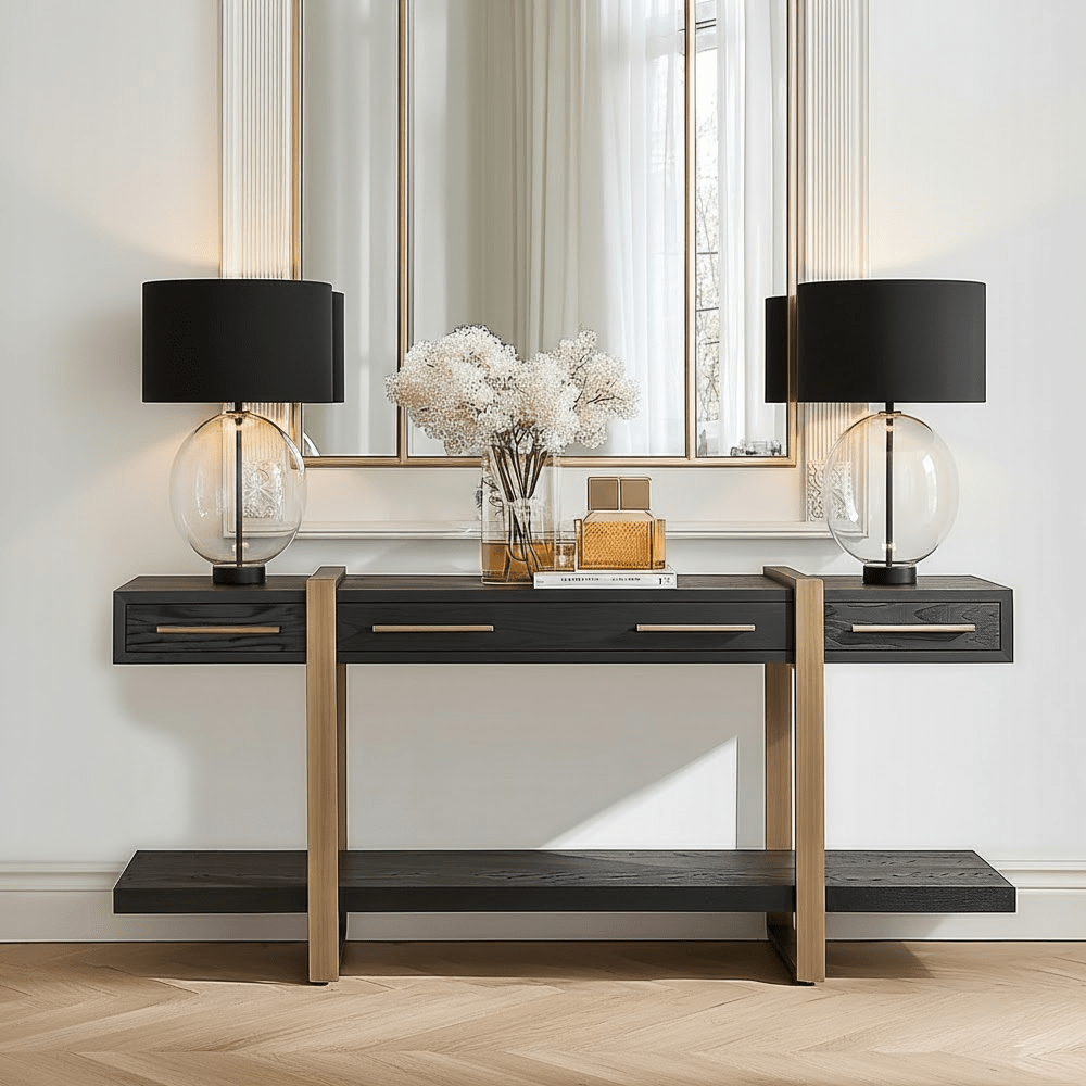 Marille Black & Bronze Large Console Table – Rowen Homes
