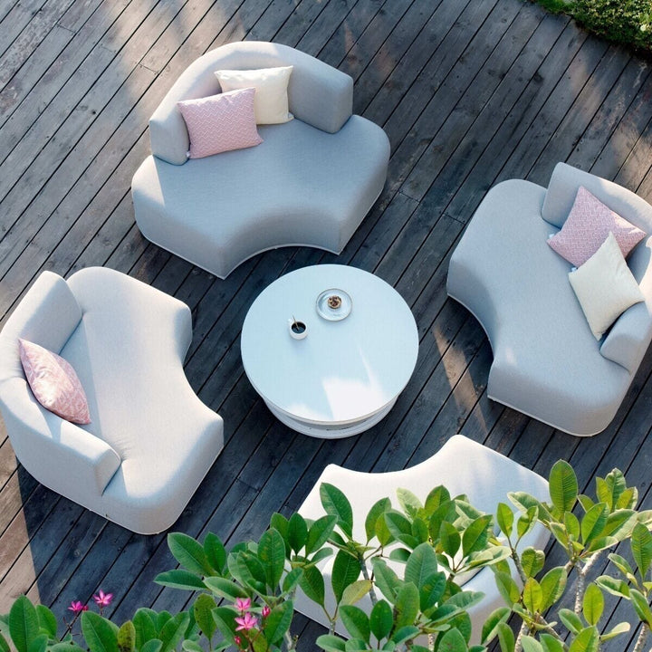 Marina Pebble Outdoor Modular Daybed with Rising Table Furniture 