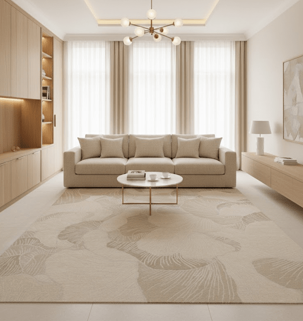 Marinella Beige Petal Pattern Rug 