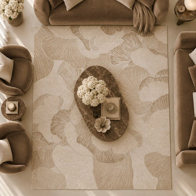 Marinella Beige Petal Pattern Rug Textiles 