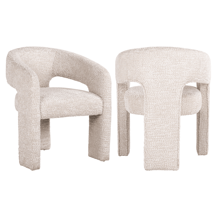 Marla Cream Textured Curved Chair Furniture 