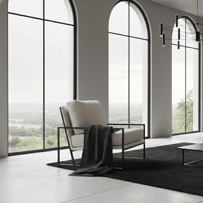 Marlene Cream Velvet Lounge Chair with Matte Black Accent Furniture 