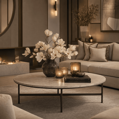 Marley Oval Marble Top Coffee Table Furniture 