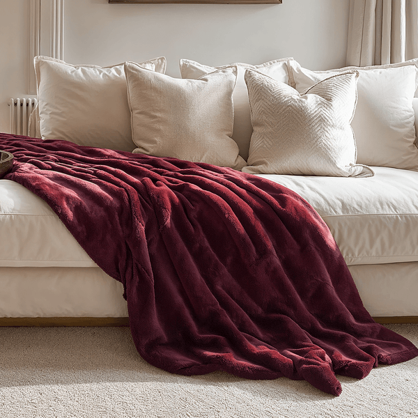 Marlowe Burgundy Faux Fur Throw Accessories 