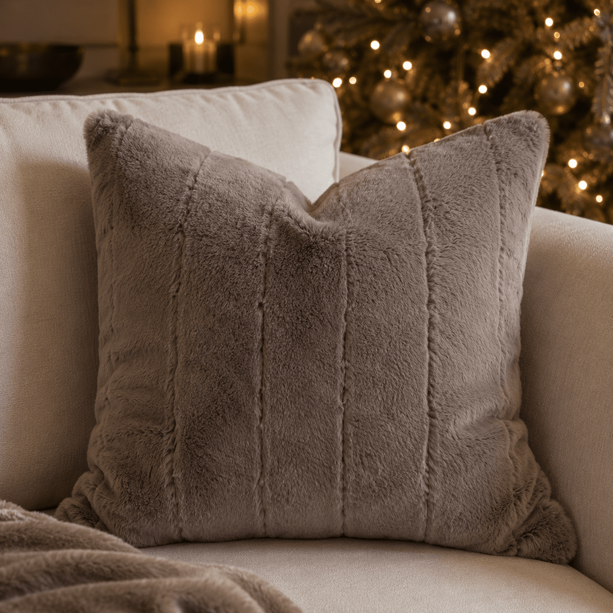 Marlowe Chestnut Faux Fur Cushion Cover - 45x45cm Textiles 