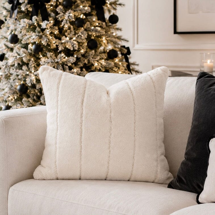 Marlowe Cream Faux Fur Feather Filled Cushion - 45x45cm Textiles 