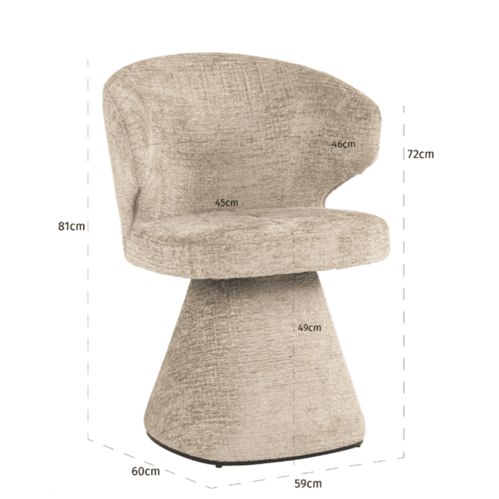 Marnie Sand Chenille Curved Dining Chair Furniture 