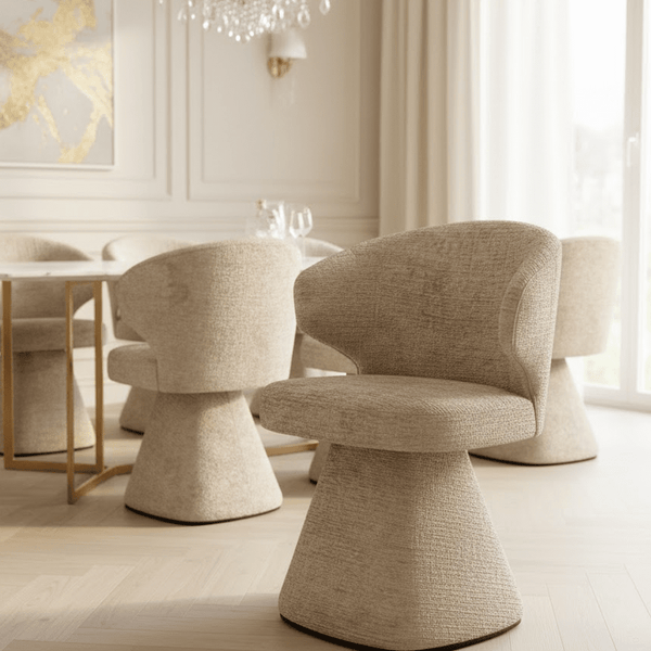 Marnie Sand Chenille Curved Dining Chair Furniture 