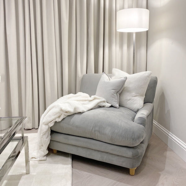 Marshmallow Grey Velvet Squashy Chair Sofa 
