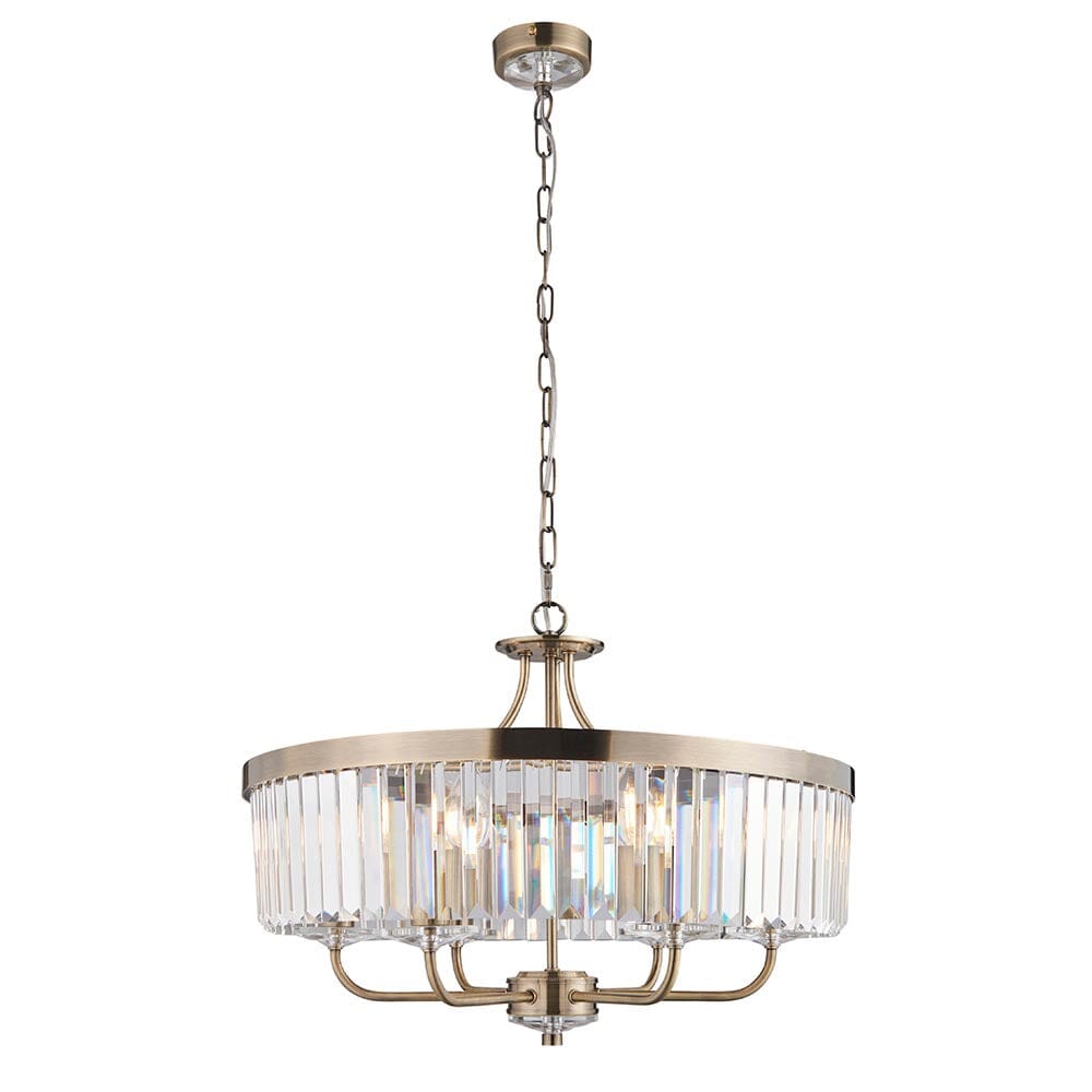 Masika Brass & Glass 6 Light Pendant Ceiling Light Lighting 
