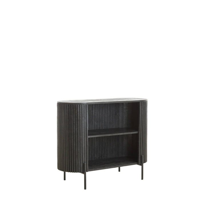 Massia Black Ribbed Open Sideboard Furniture 
