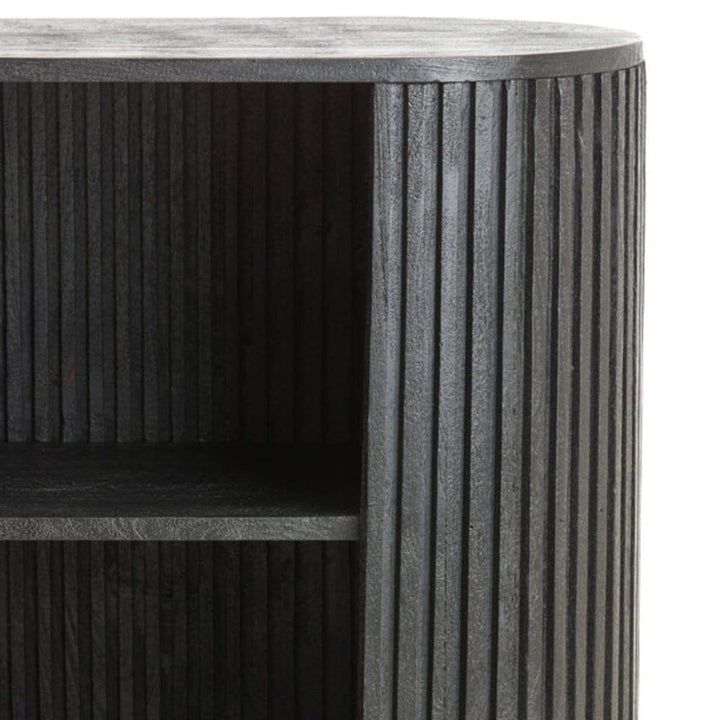 Massia Black Ribbed Open Sideboard Furniture 