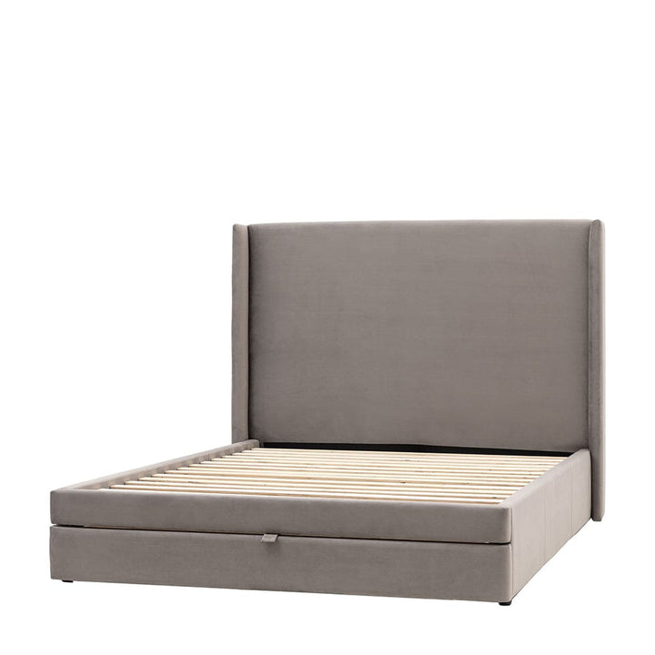 Matilda Taupe Velvet Winged Storage Bed Beds and Headboards 